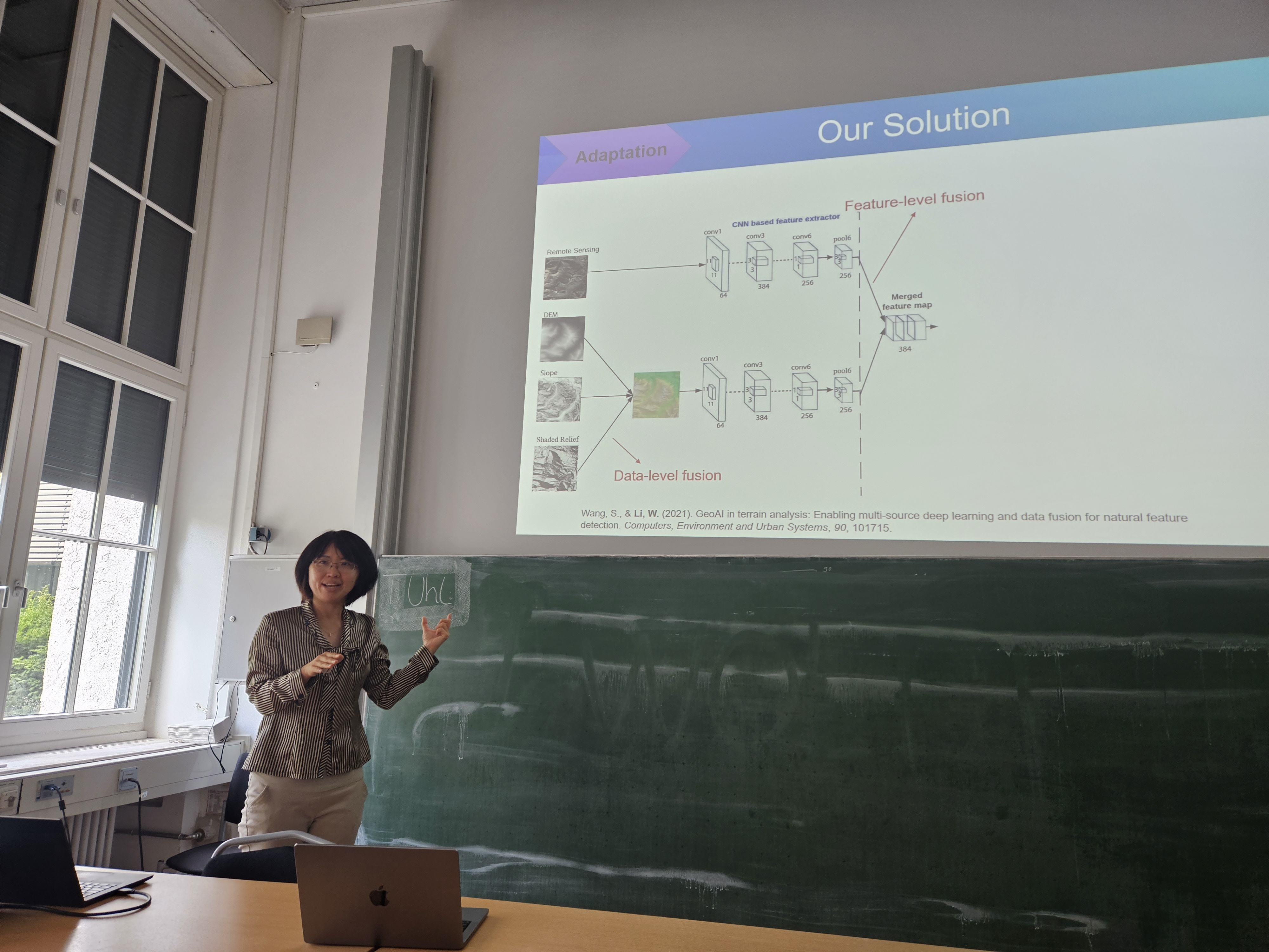 Prof. Wenwen Li  presenting her latest research on geospatial image interpretation and foundation models for GeoAI